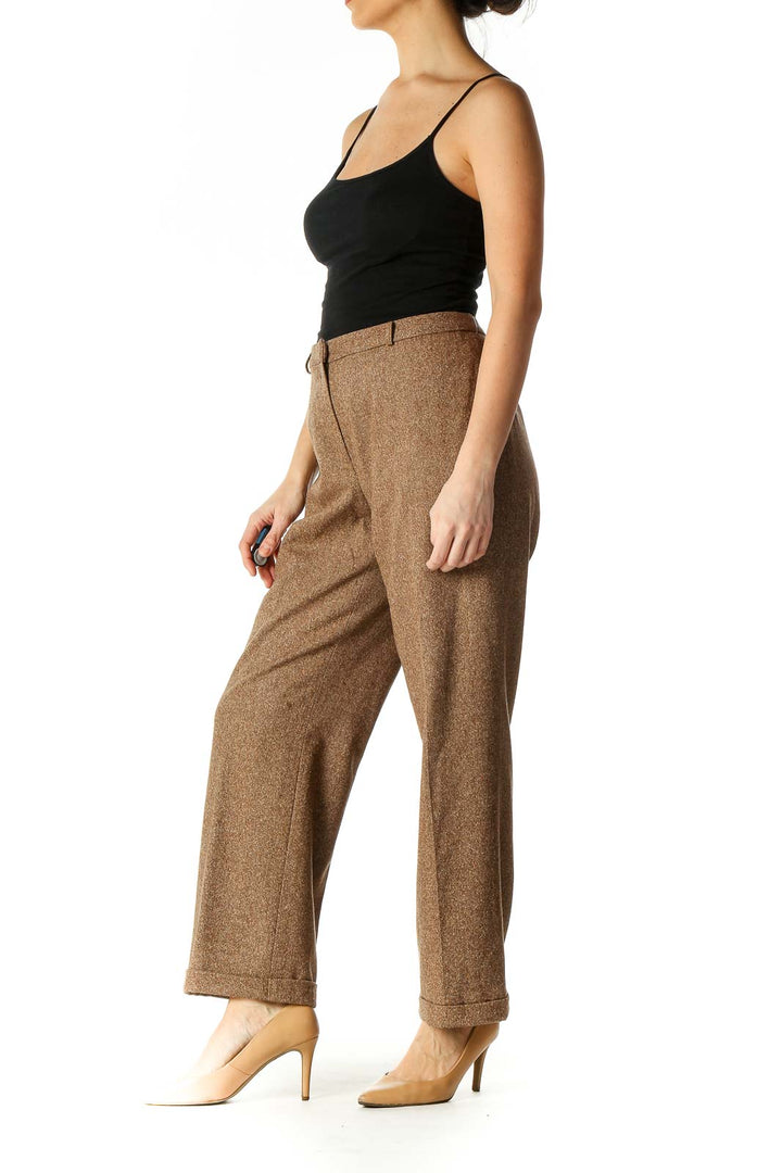 Brown Paisley Casual Palazzo Pants