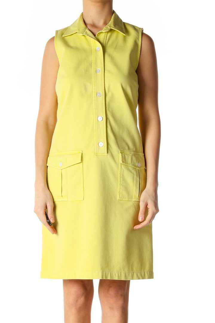 Yellow Solid Casual A-Line Dress