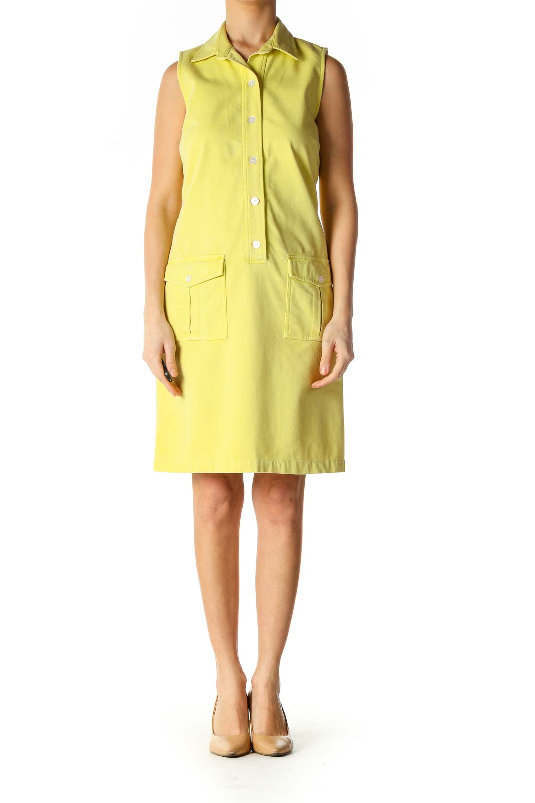 Yellow Solid Casual A-Line Dress