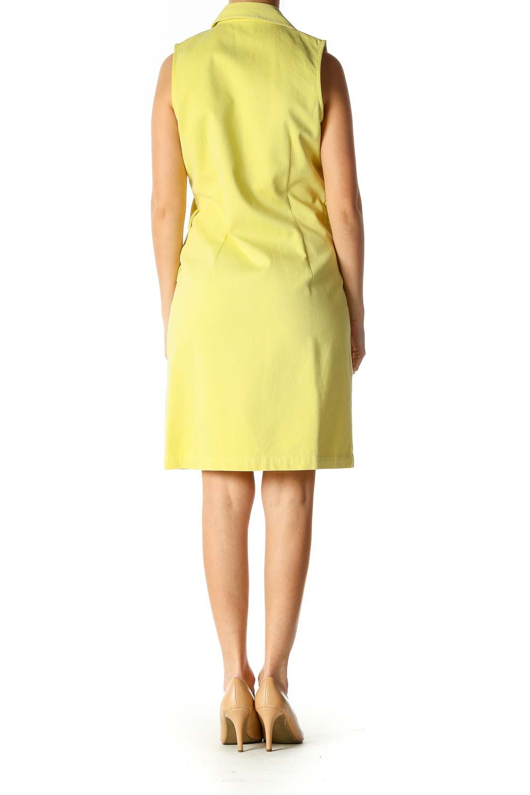 Yellow Solid Casual A-Line Dress