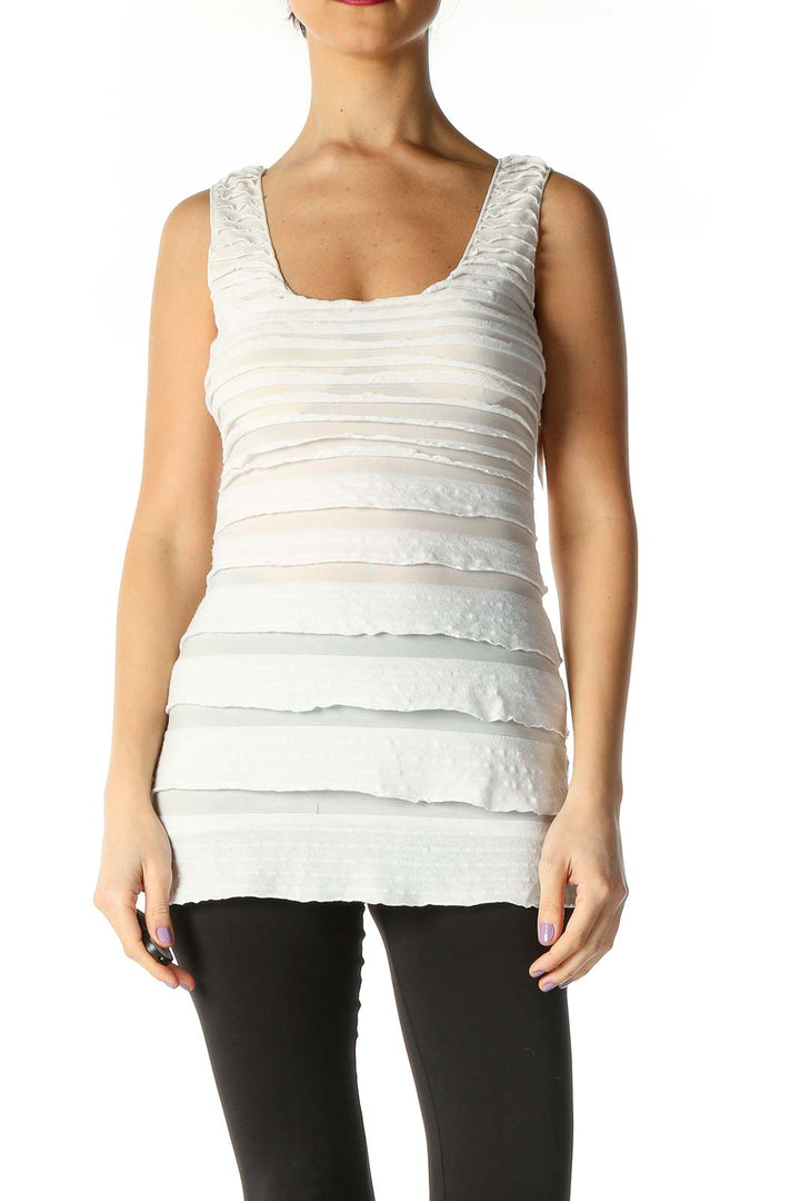 White Striped Casual Tank Top