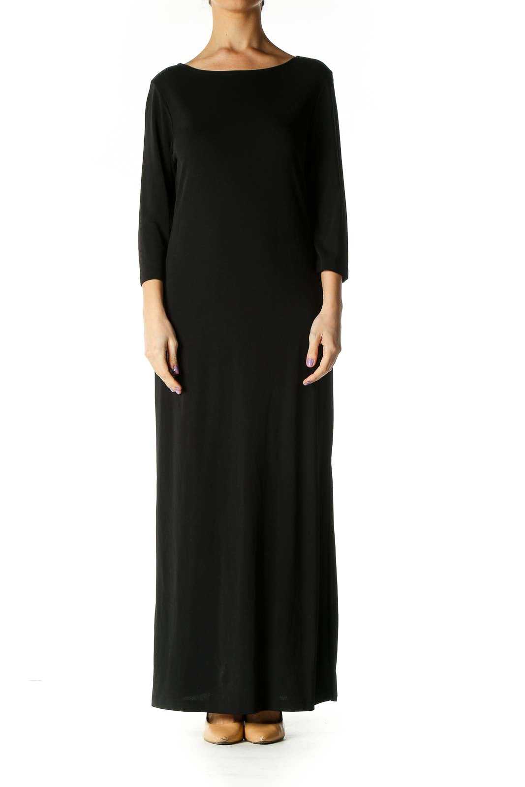 Black Solid Column Dress