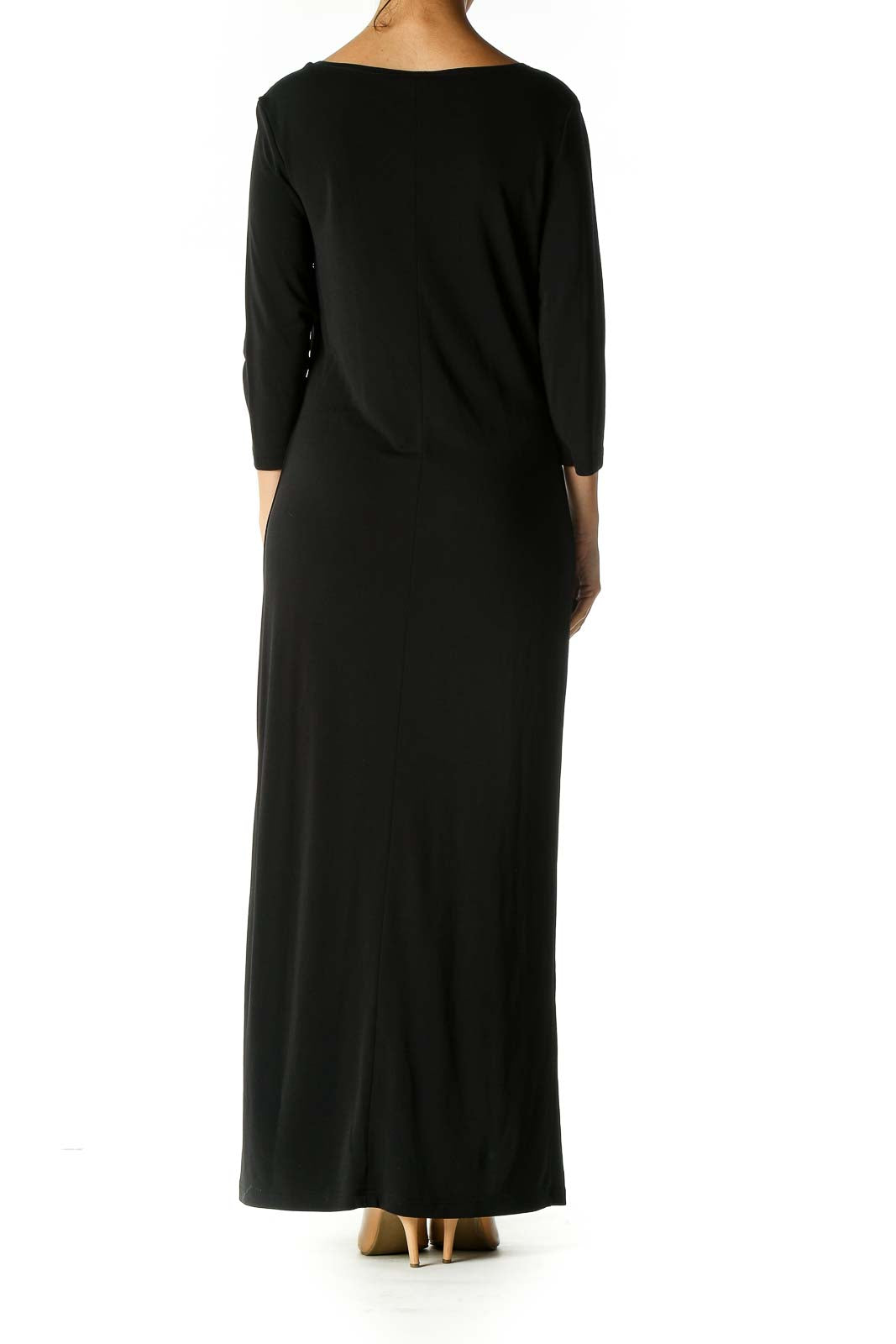 Black Solid Column Dress