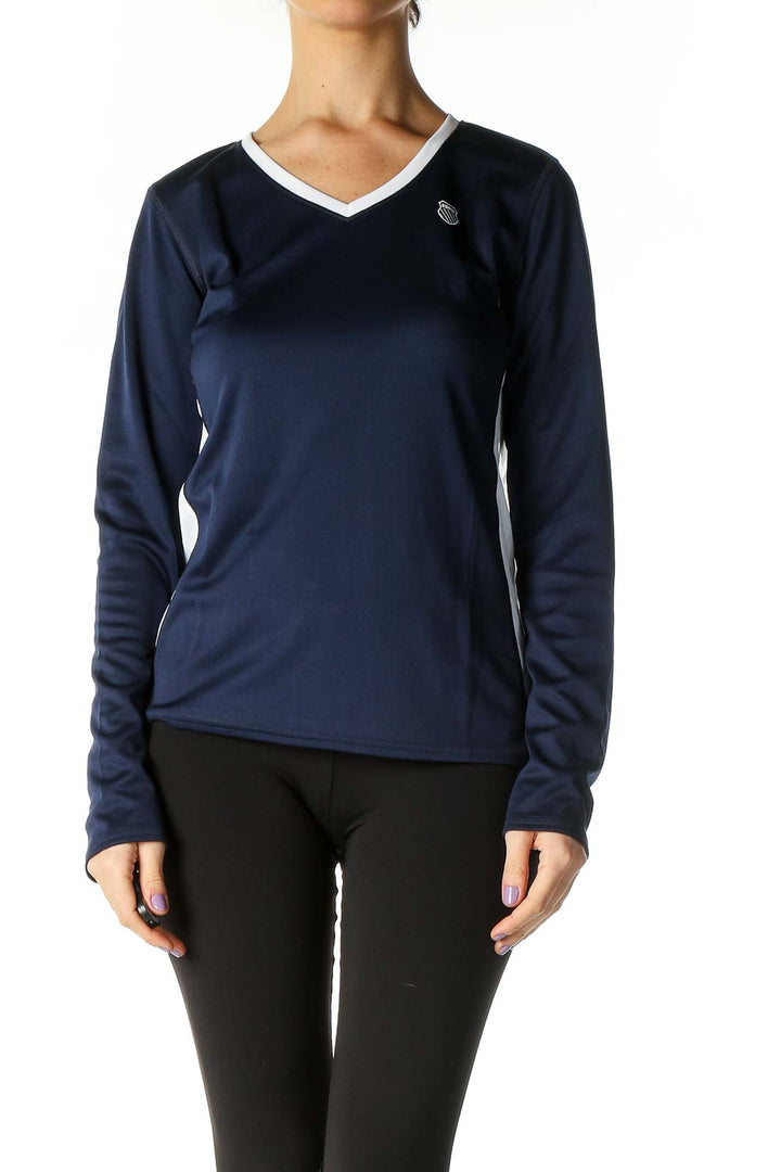 Blue Solid Sport Top