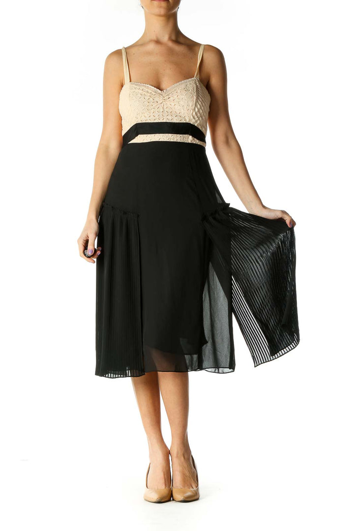 Black Solid Casual A-Line Dress