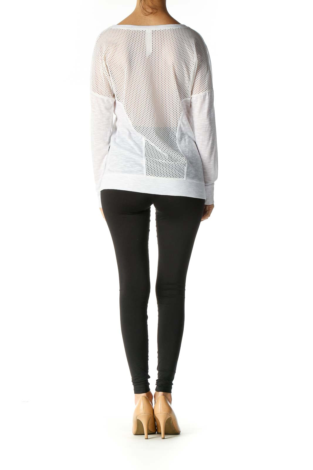 White Solid Long Sleeve Top