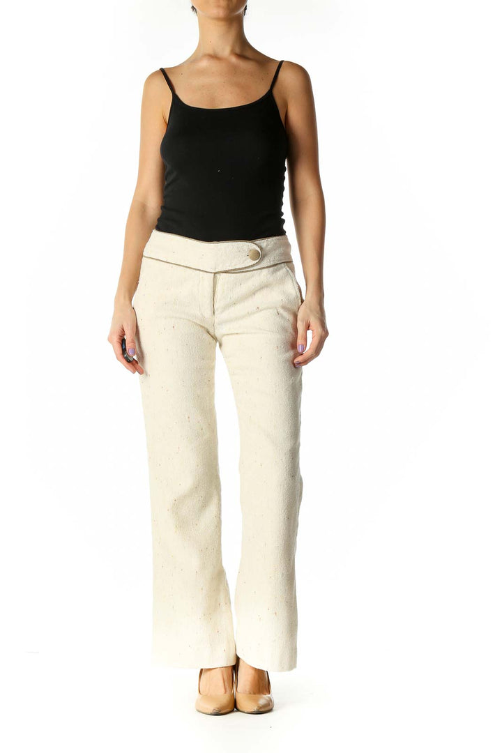 Beige Knit Casual Trousers