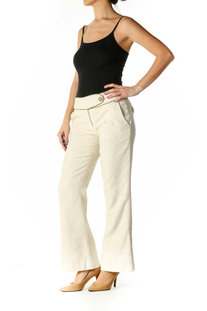 Beige Knit Casual Trousers