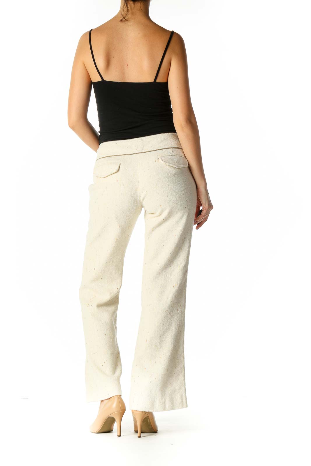 Beige Knit Casual Trousers