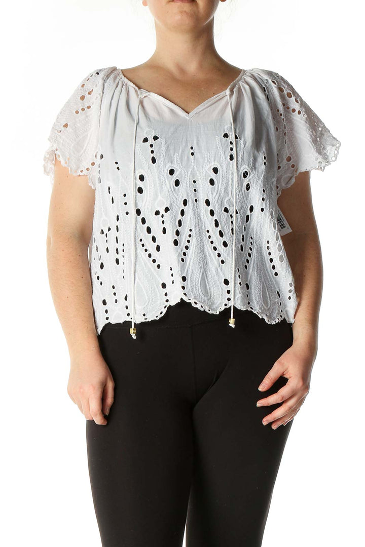 White Polka Dot Retro Blouse