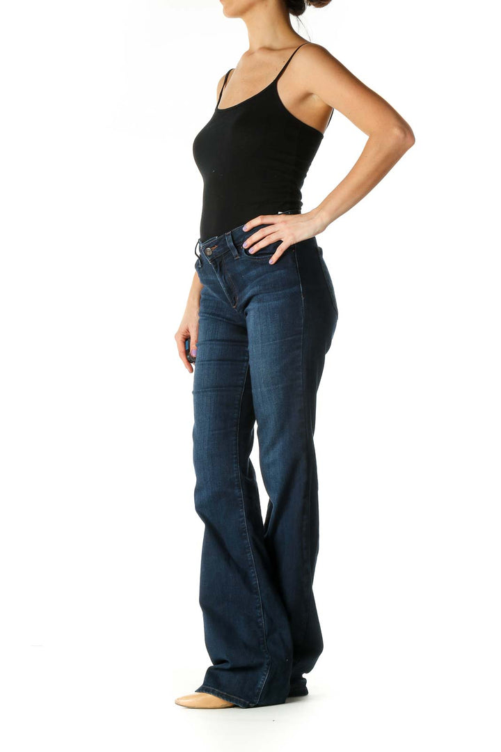 Blue Casual Straight Leg Jeans