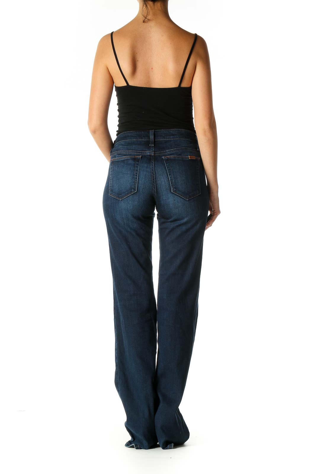 Blue Casual Straight Leg Jeans