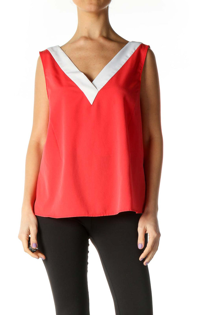 Red Solid Casual Blouse