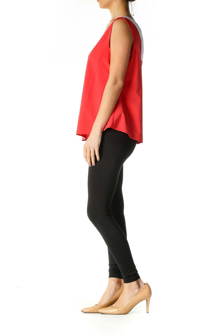 Red Solid Casual Blouse