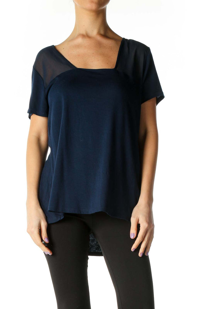 Blue Solid Casual T-Shirt