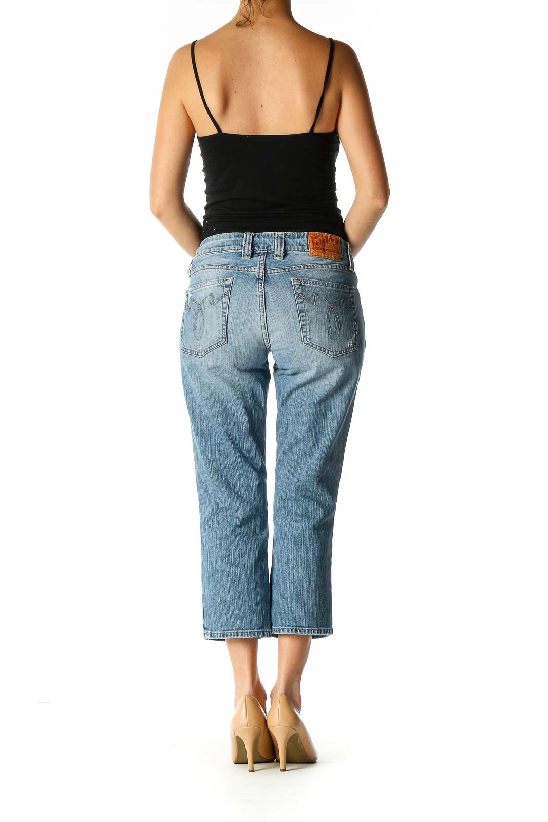 Blue Casual Straight Leg Jeans