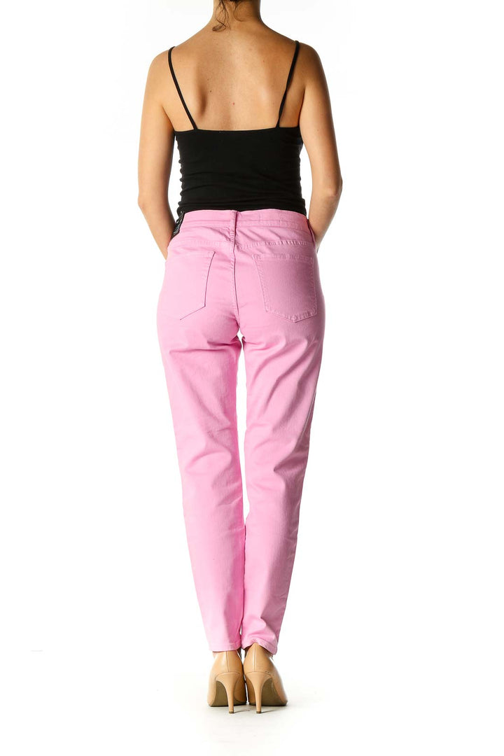 Pink Solid Casual Trousers