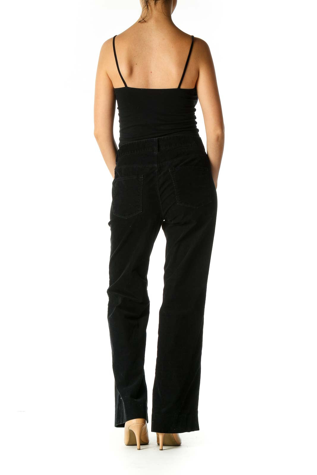 Black Solid Retro Sweatpants