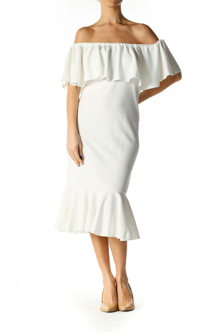 White Solid A-Line Dress