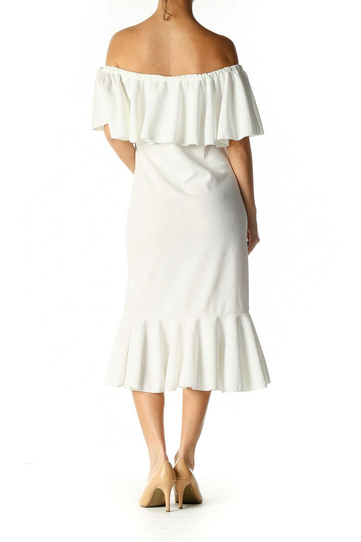 White Solid A-Line Dress