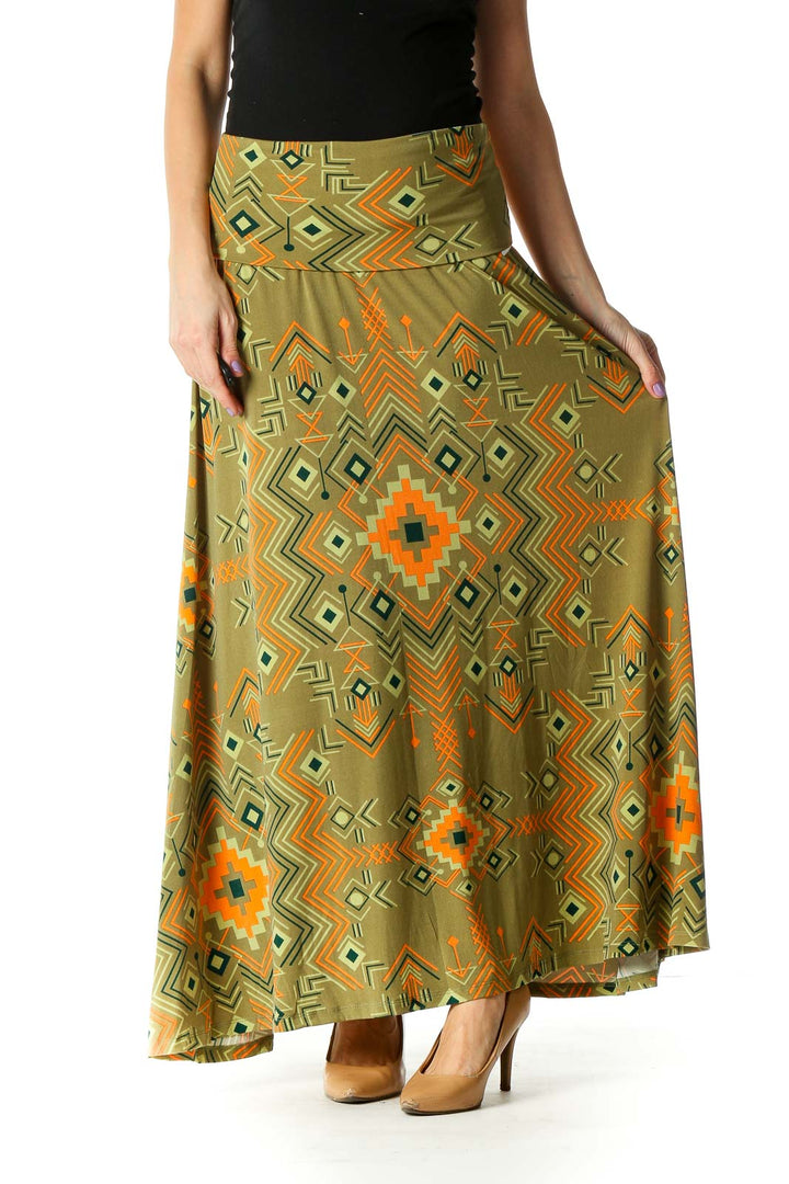 Green Paisley Holiday Straight Skirt