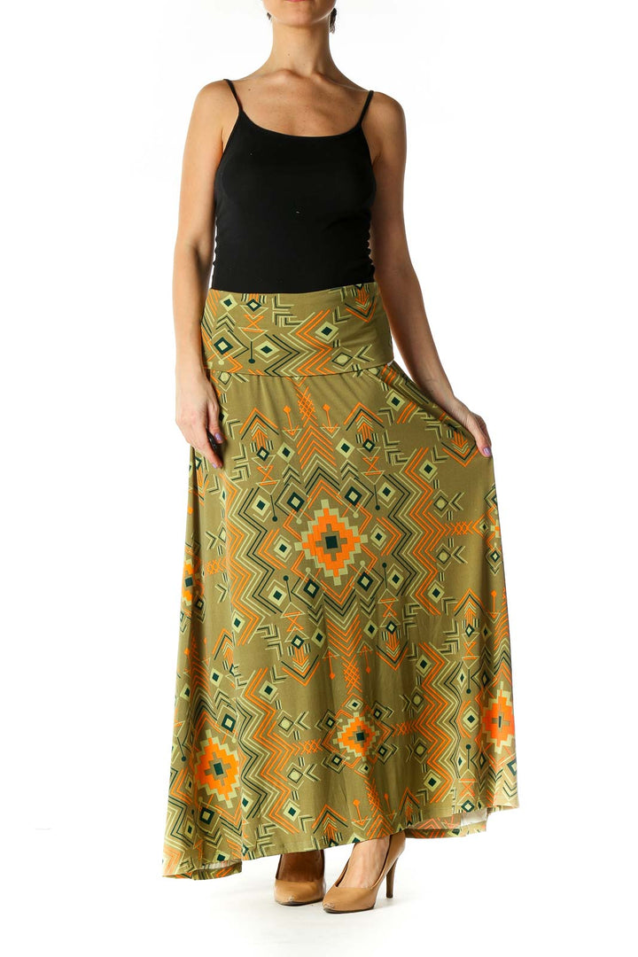 Green Paisley Holiday Straight Skirt