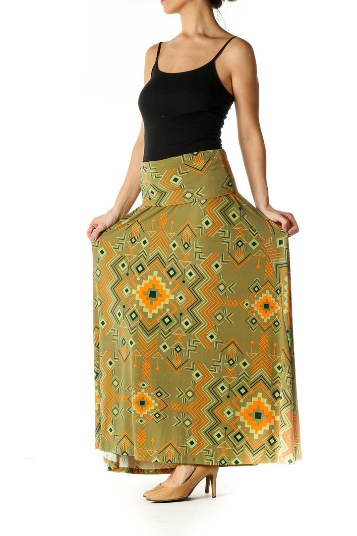 Green Paisley Holiday Straight Skirt