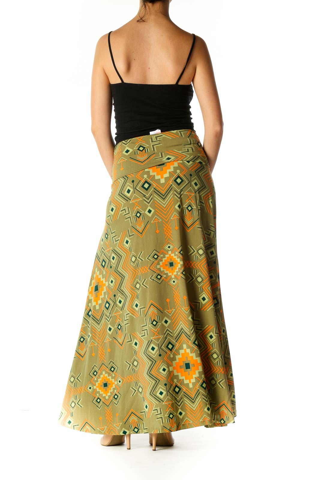 Green Paisley Holiday Straight Skirt