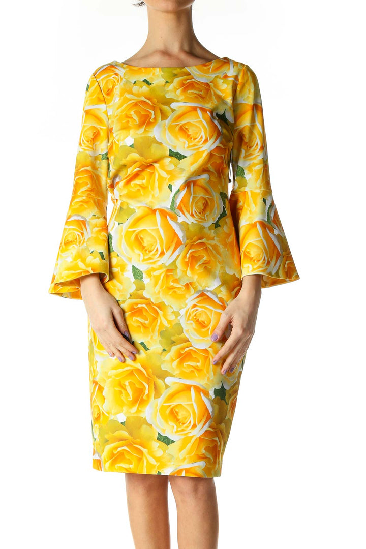 Orange Tropical Print Shift Dress