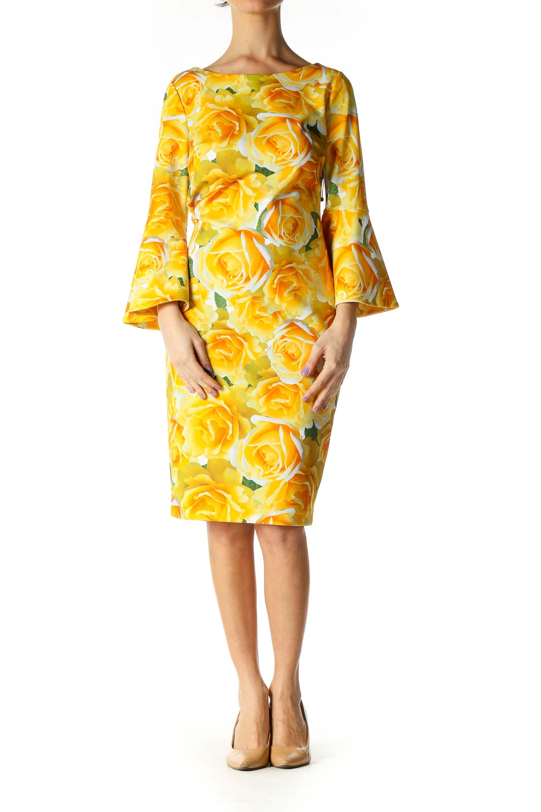 Orange Tropical Print Shift Dress