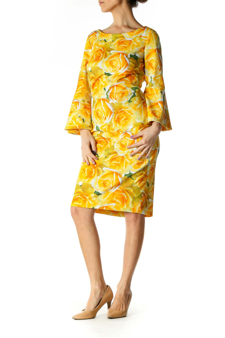 Orange Tropical Print Shift Dress