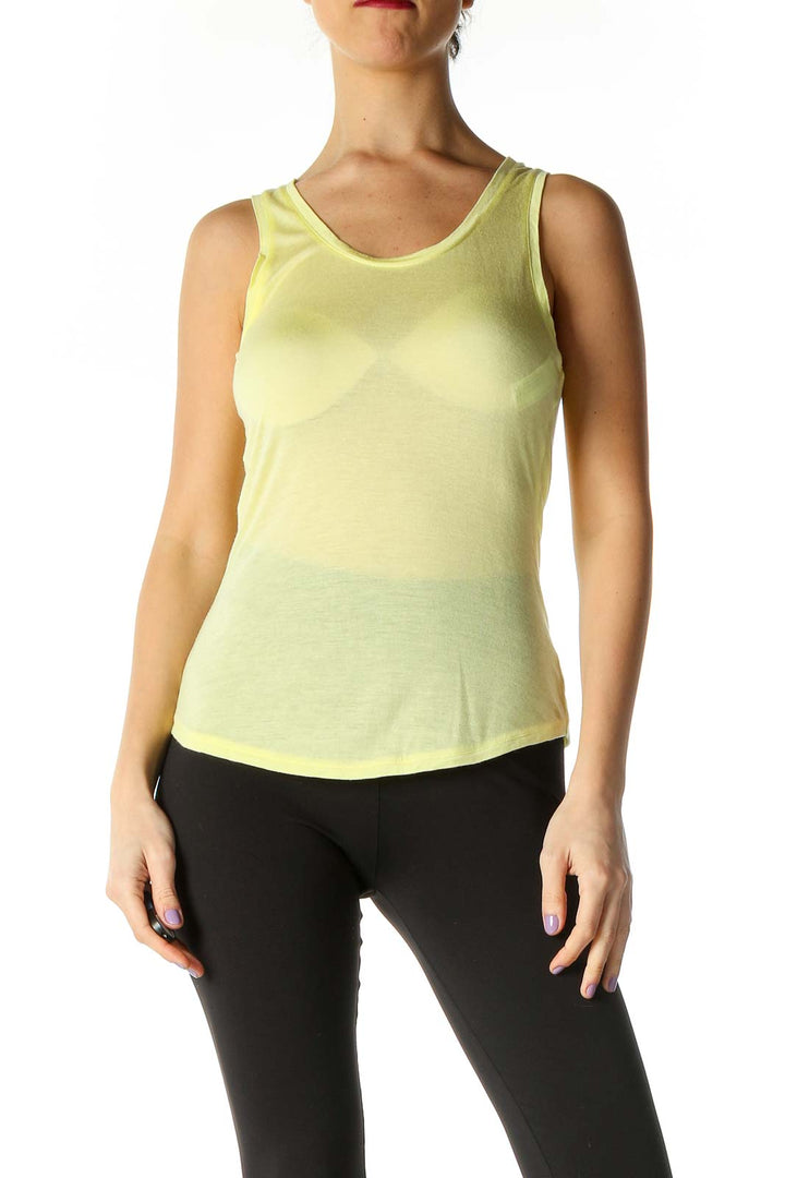 Yellow Solid Casual Tank Top