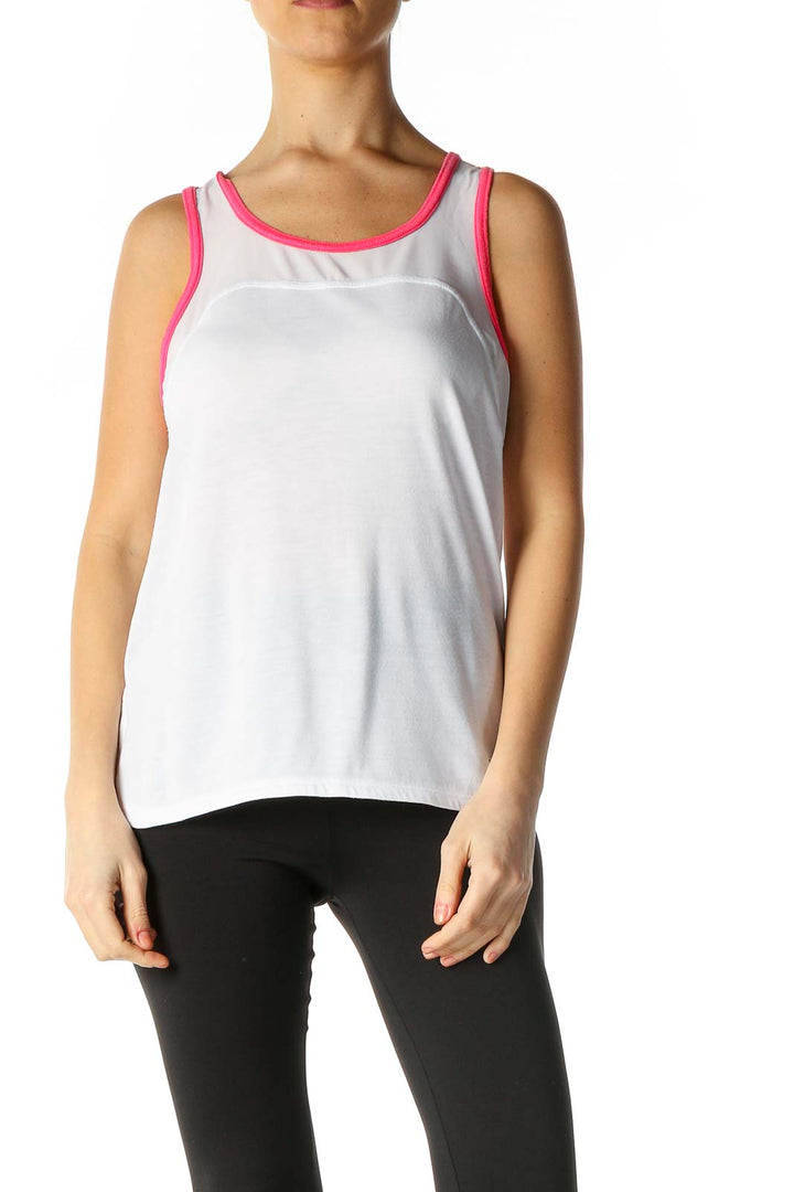 White Solid Casual Tank Top