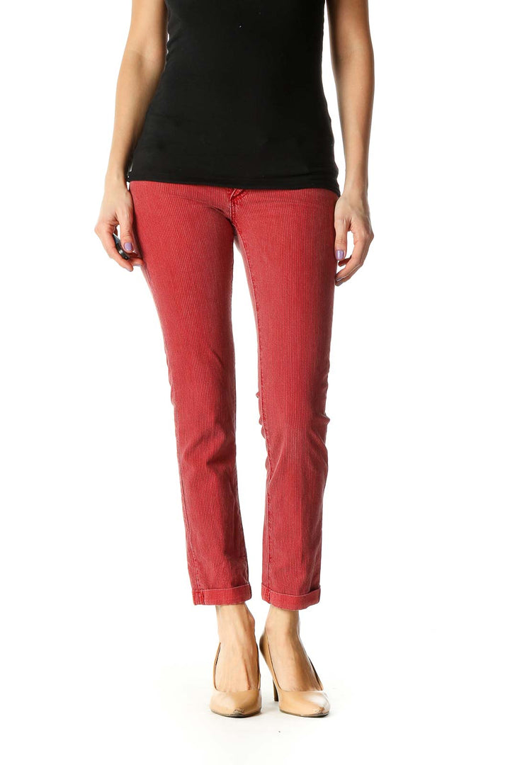 Red Striped Casual Trousers