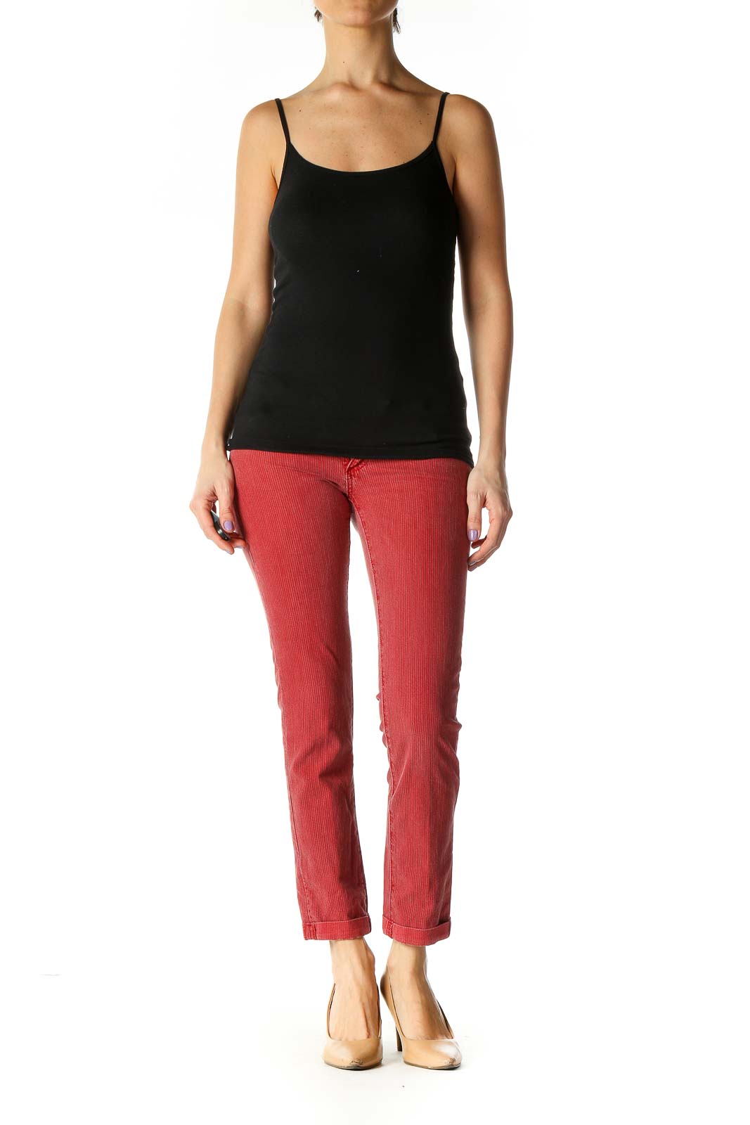 Red Striped Casual Trousers