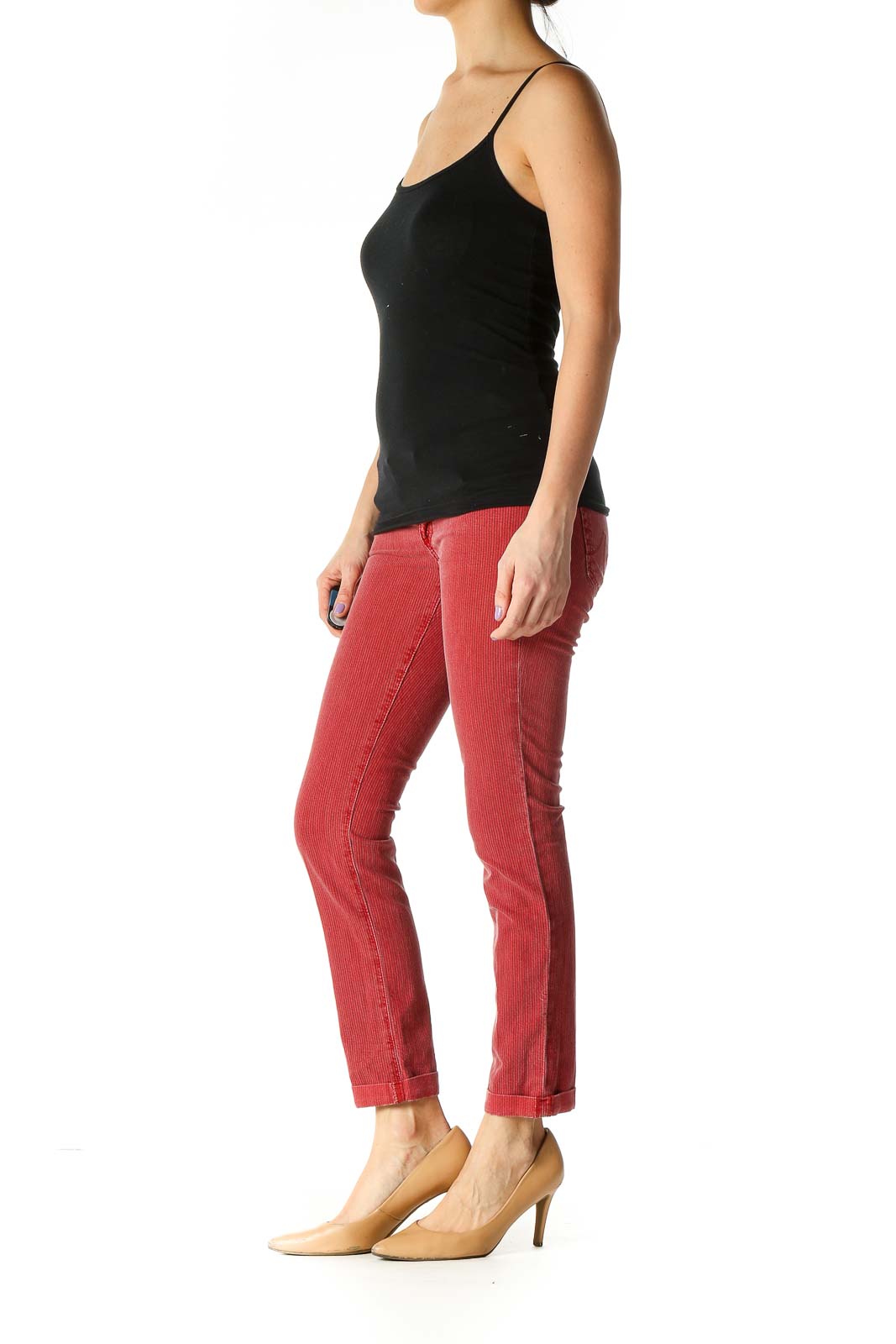 Red Striped Casual Trousers