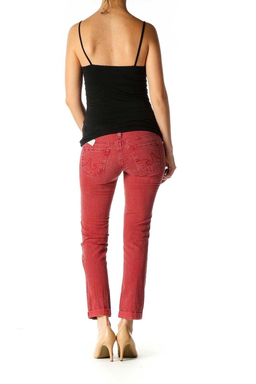 Red Striped Casual Trousers