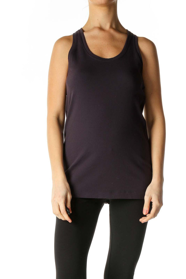 Purple Solid Casual Tank Top