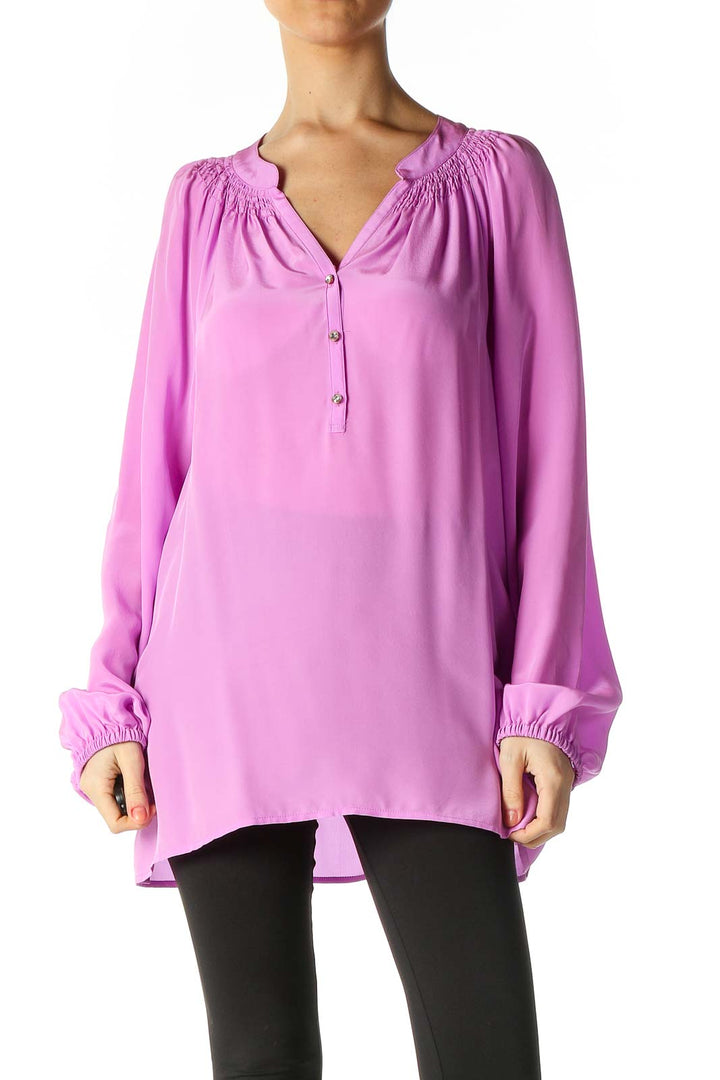 Purple Solid Casual Blouse