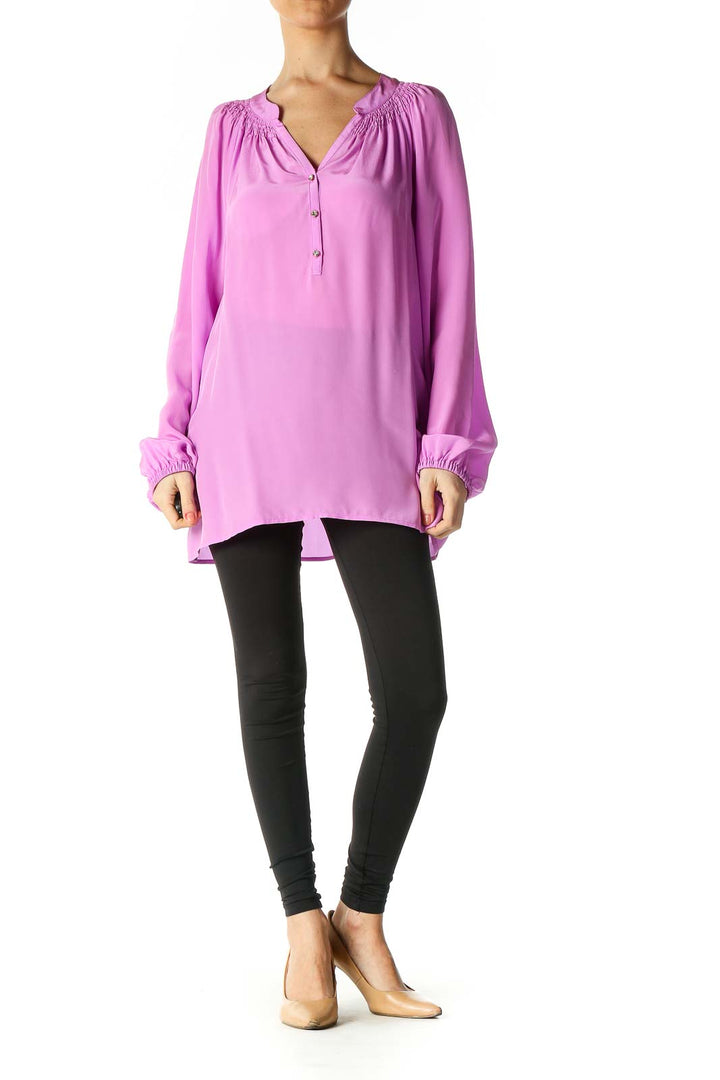 Purple Solid Casual Blouse