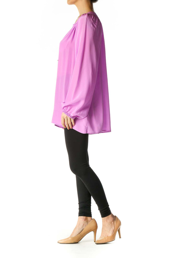 Purple Solid Casual Blouse