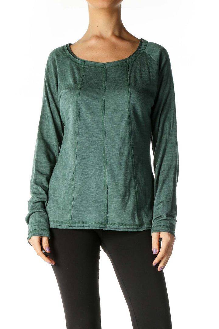 Green Solid Casual Blouse