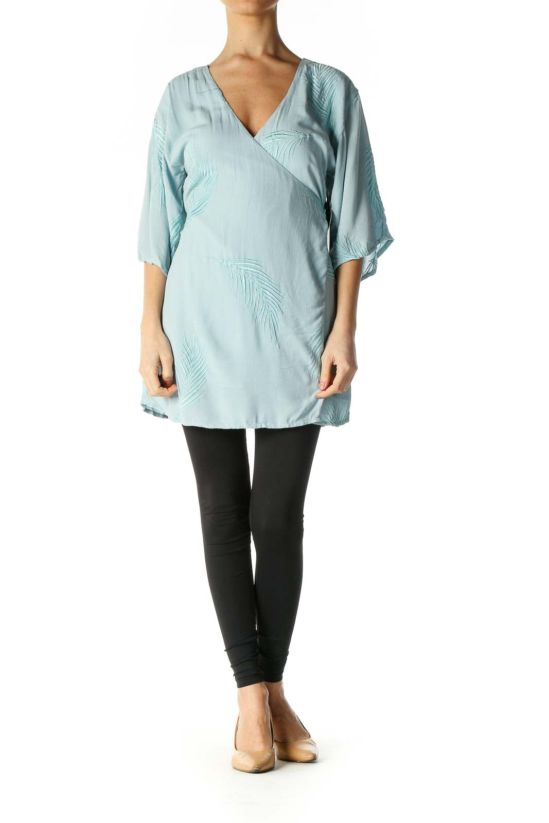 Green Solid Casual Blouse