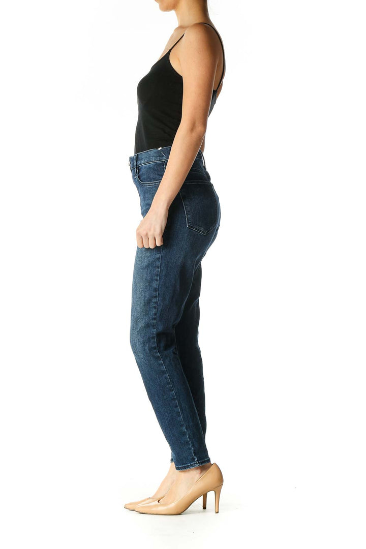 Blue Casual Straight Leg Jeans