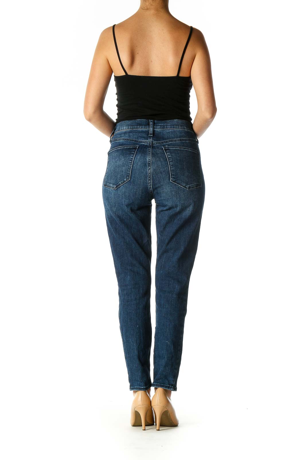 Blue Casual Straight Leg Jeans