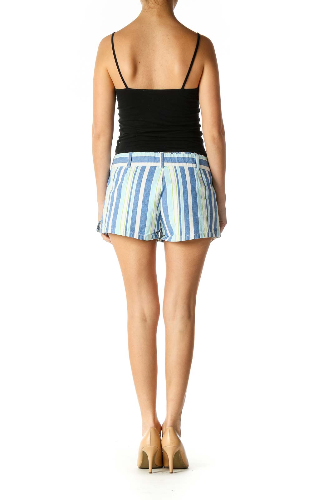 Blue Striped Casual Shorts