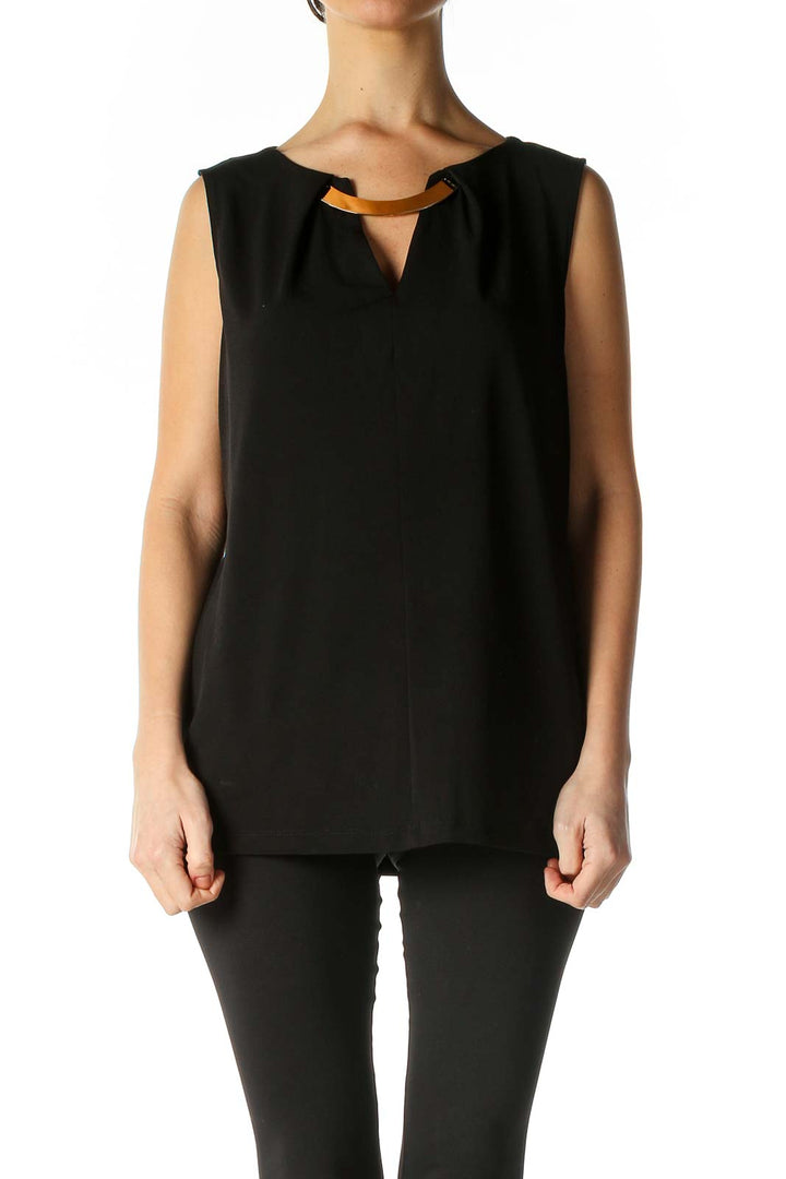 Black Solid Casual Blouse