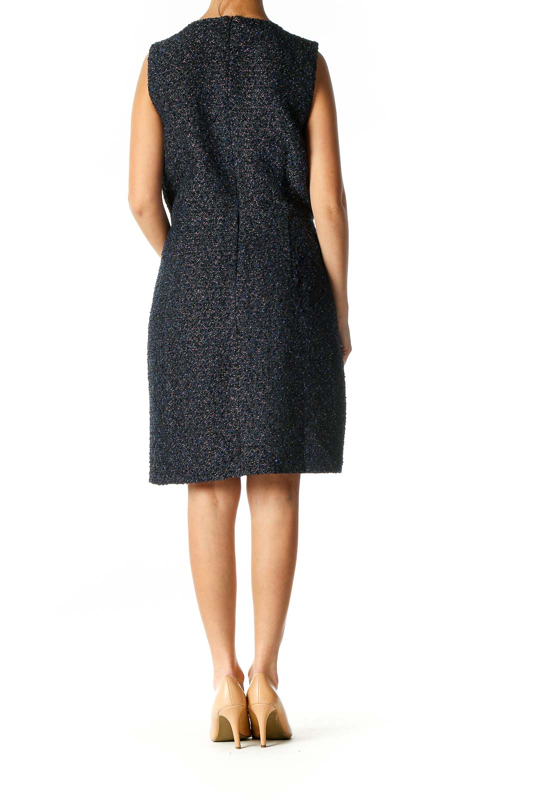 Blue Textured Casual A-Line Dress