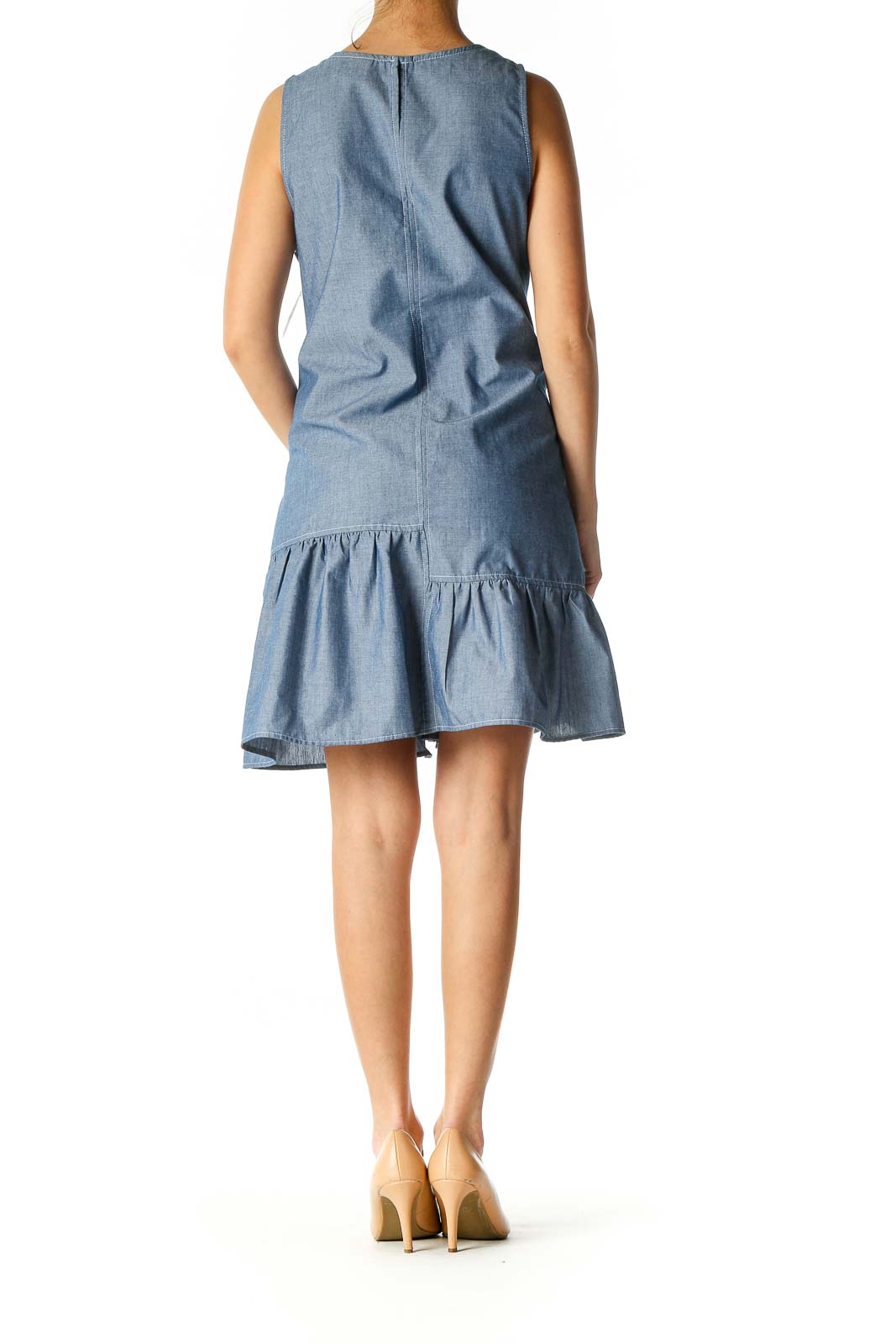 Blue Solid Holiday A-Line Dress