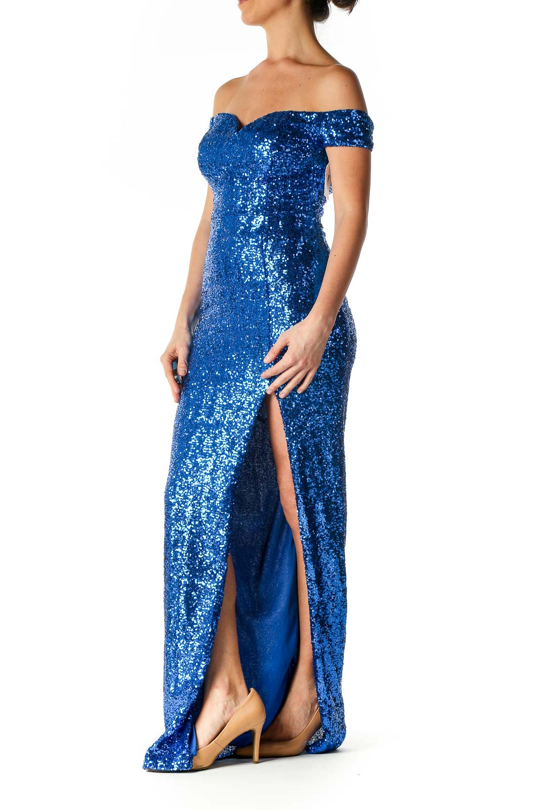 Blue Sequin Chic Column Dress